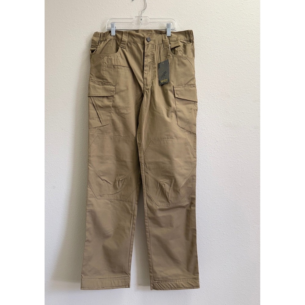 Signature Tactical Cargo Pants Mens Medium Khaki Ripstop Multi-Pocket Utility